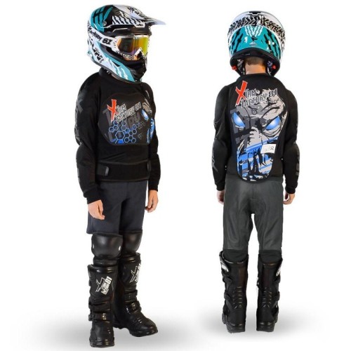 Motocross Sport Noir Coudières Gilet De Protection Pour Ski Snowboard Enfants Plastron Moto Gilet Racing Garde Avec Genouillères 